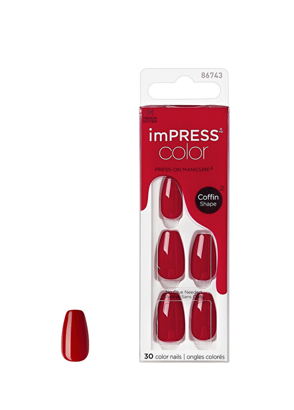 Impress Color Kırmızı Kendinden Yapışkanlı Uzun Takma Tırnak  - 1