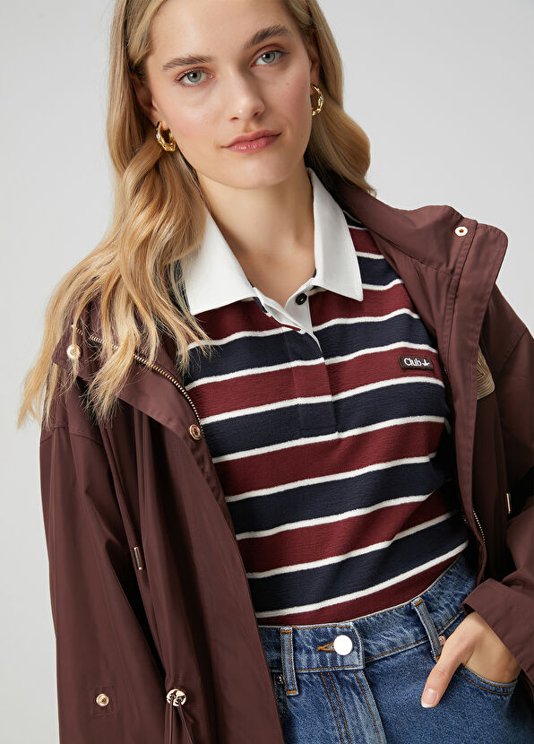Beymen Club Burgundy Navy Striped Polo T-shirt - 2