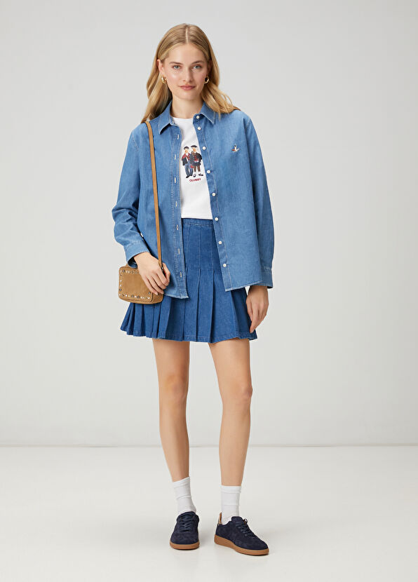 Beymen Club Blue Basic Denim Shirt - 4