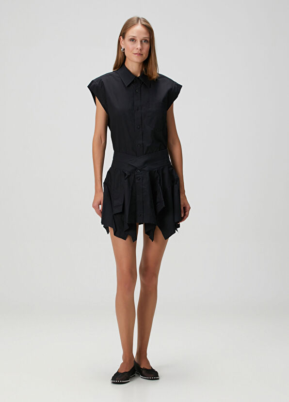 T by Alexander Wang Black Asymmetrical Mini Shirt Dress - 1
