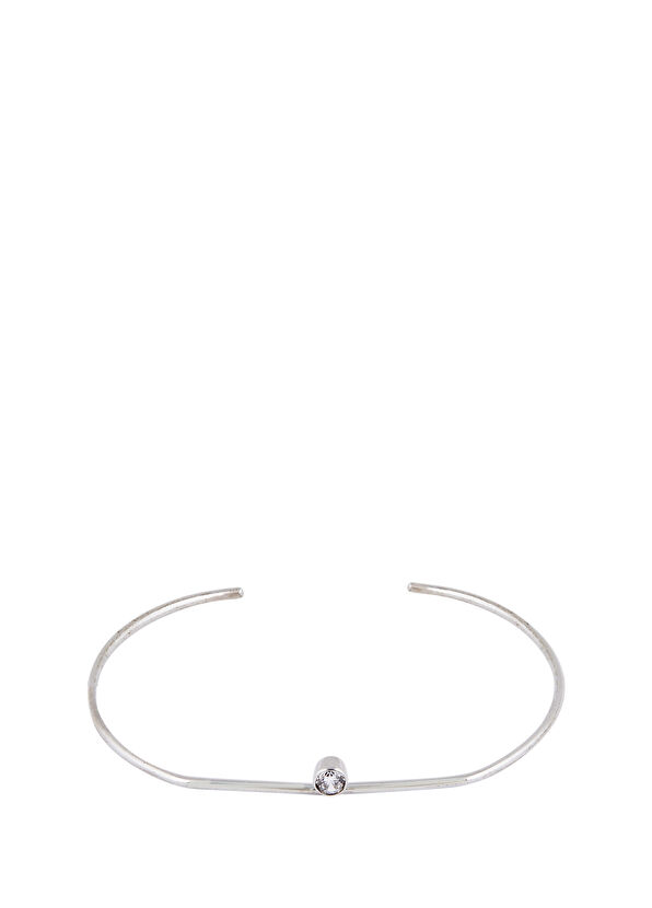 Lokkum Taş Detaylı 925 Ayar Gümüş Kadın Kelepçe Bileklik - 1