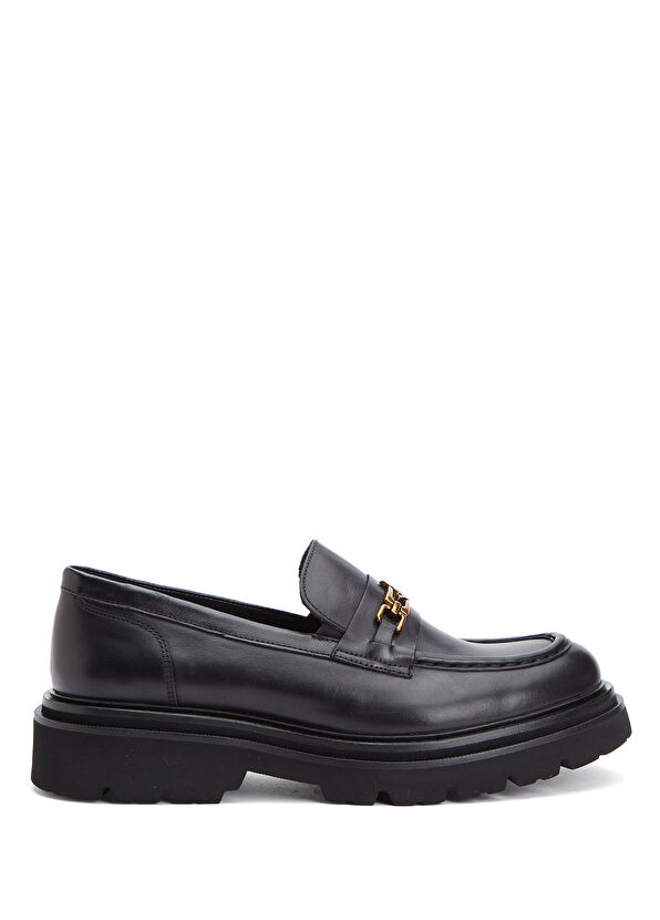 Beymen Club Black Chain Logo Women's Leather Loafer - 1