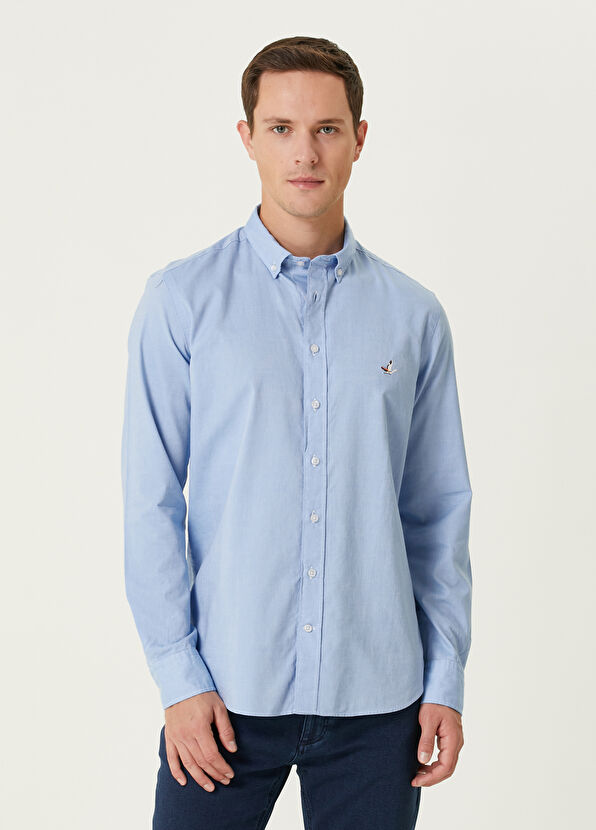 Slim Fit Blue Oxford Shirt Beymen Club Slim Fit Blue Oxford Shirt - 1