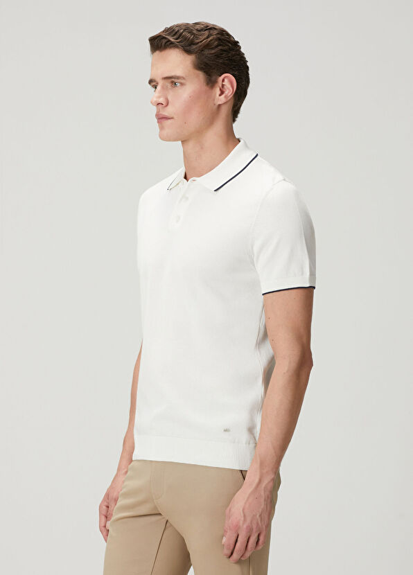 Beymen Club Beyaz Polo Yaka Kısa Kollu Triko - 4