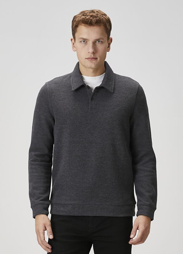 Beymen Club Comfort Fit Anthracite Polo Sweatshirt - 1