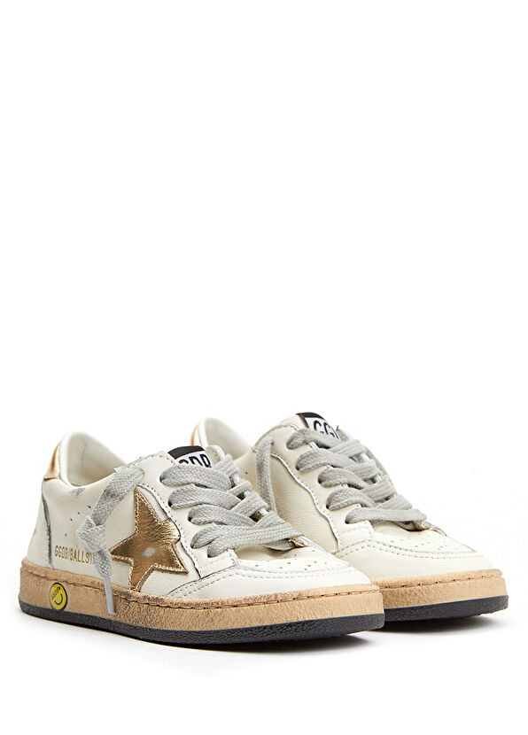 Golden Goose White Star Patched Unisex Leather Sneaker for Kids - 2