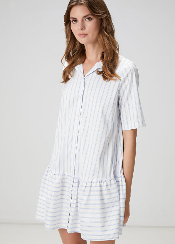Beymen Club Blue White Striped Mini Shirt Dress - 2