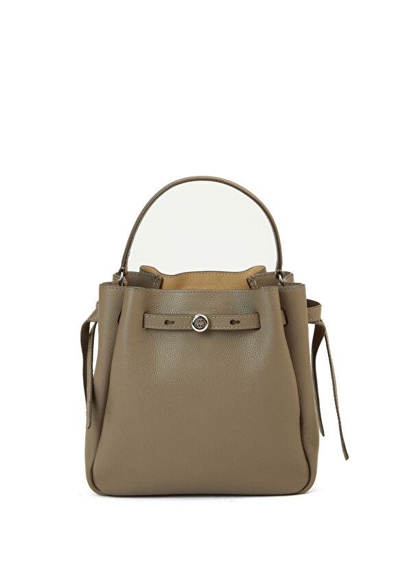 Tory Burch Rommy Bucket Mink Women's Leather Drawstring Bag - 1