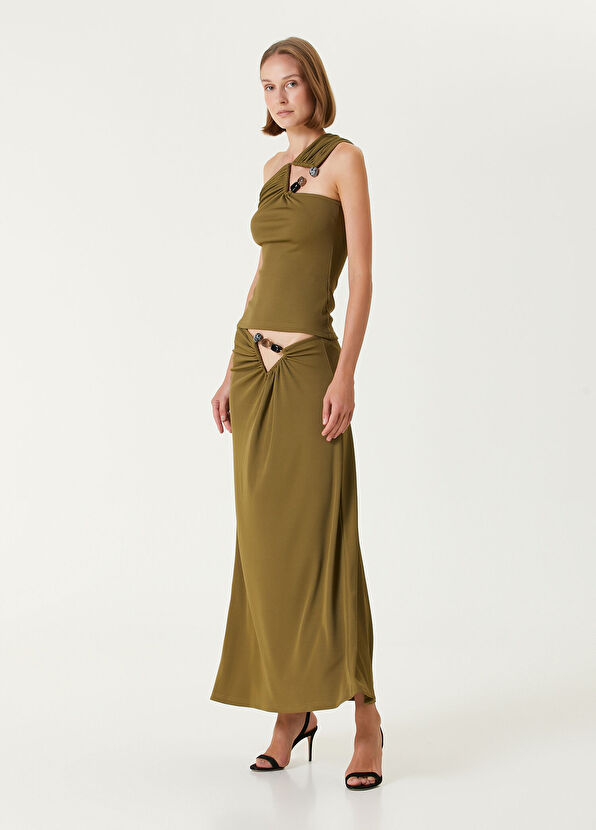 Christopher Esber Haki Aksesuar Detaylı Maksi Etek - 1
