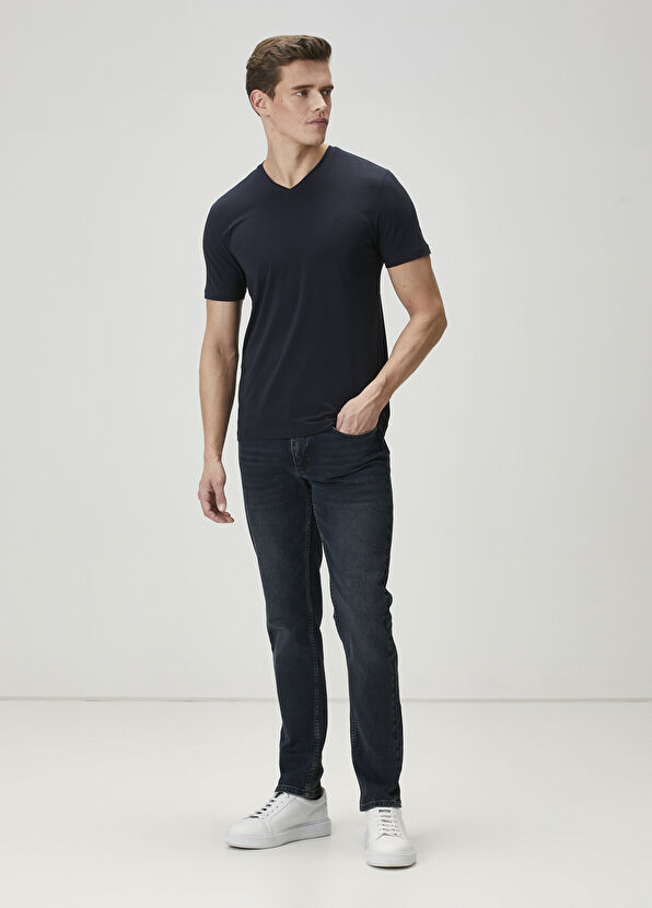 Beymen Club Navy Blue V-Neck T-Shirt - 3