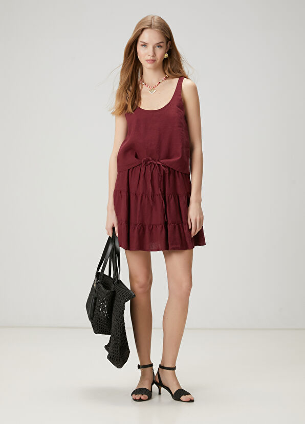 Beymen Club Dried Rose Ruffled Mini Linen Skirt - 2