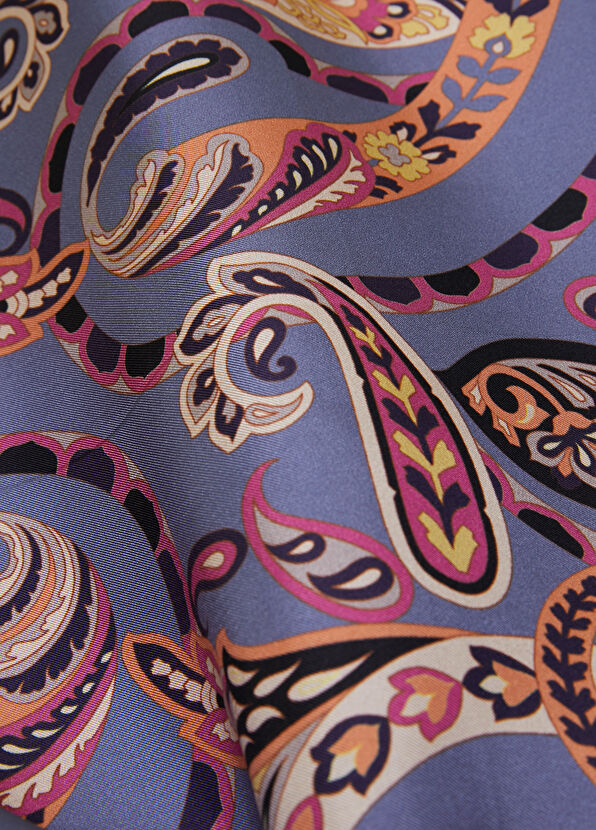 Beymen Club Mavi Şal Desenli 70x70 cm Kadın İpek Eşarp - 2