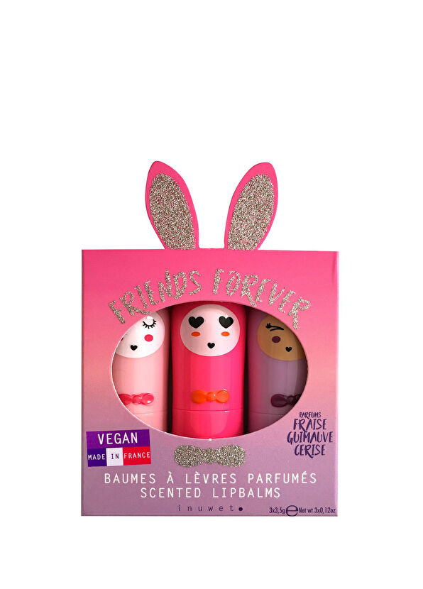 Inuwet Strawberry Cherry Marshmallow Flavored Lip Moisturizer Set of 3 - 1