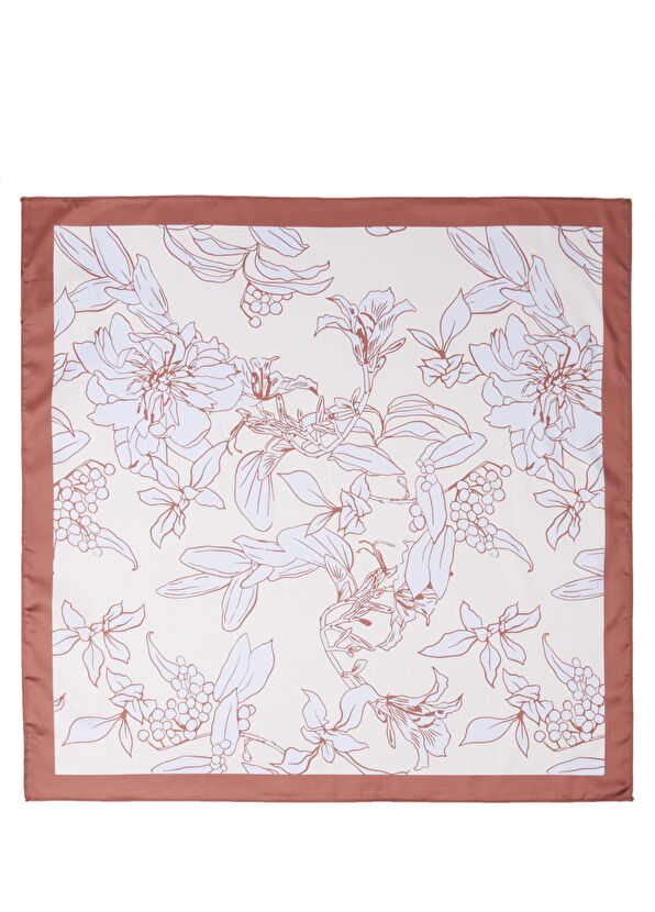 Beymen Club Cream Tile Patterned Women's Satin Scarf - 1