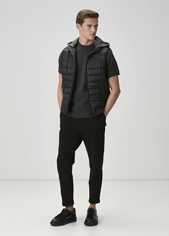 Beymen Club Siyah Kapüşonlu Puff Yelek - 3