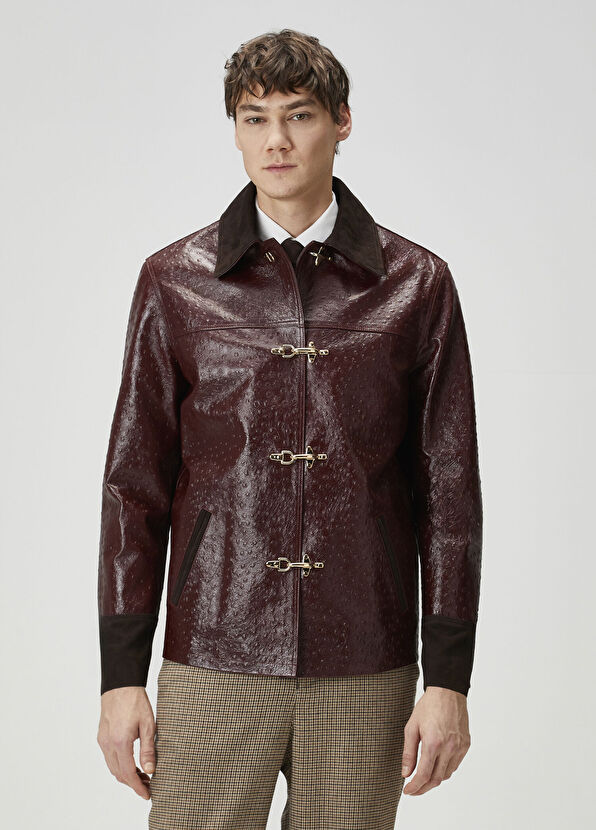 Drôle De Monsieur Bordo Trok Detaylı Deri Mont - 1