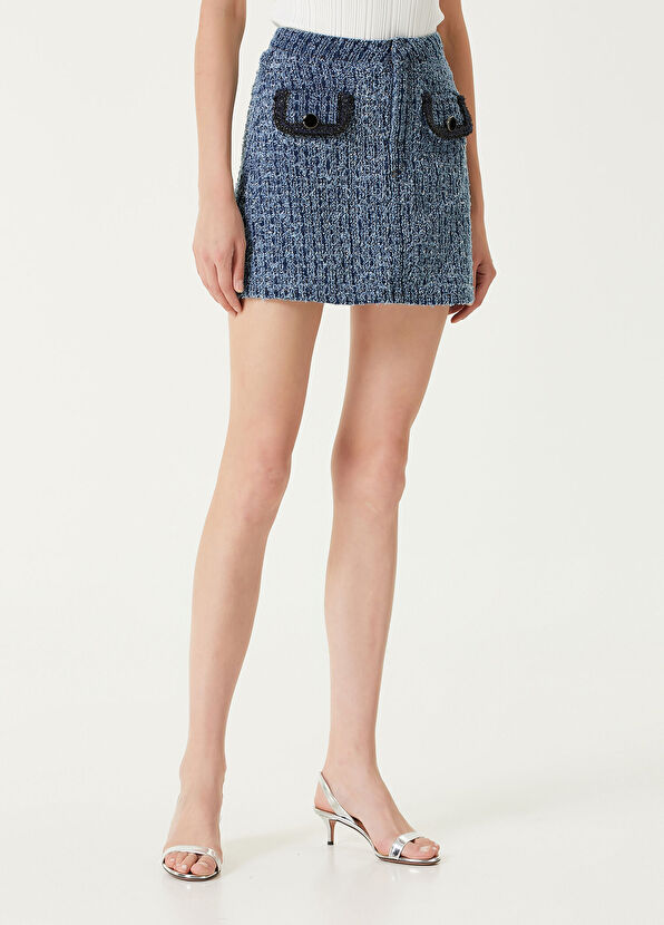 Self Portrait Mavi Mini Tweed Etek - 2