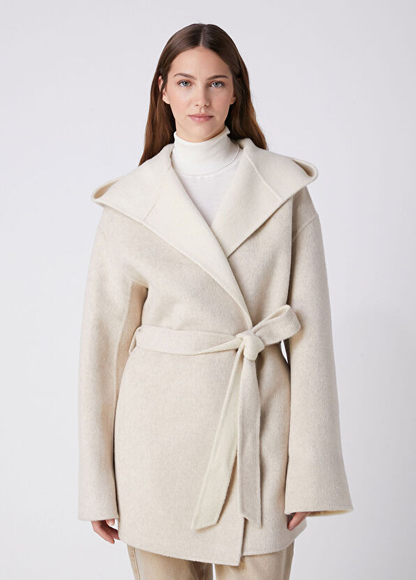 Beymen Club Light Beige Hooded Coat - 4
