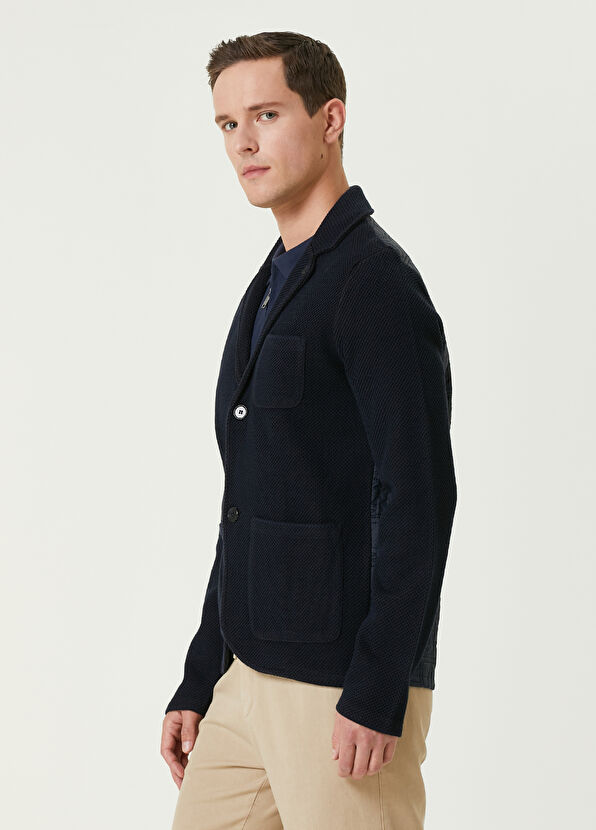 Beymen Club Lacivert Monogram Kapitone Detaylı Triko Ceket - 3