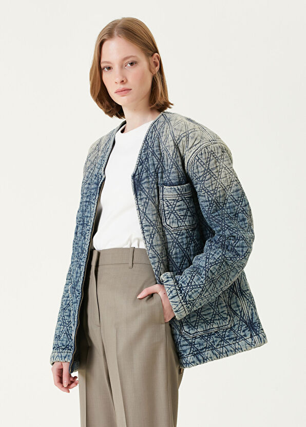 Golden Goose Koyu Mavi Kapitone Denim Ceket - 1