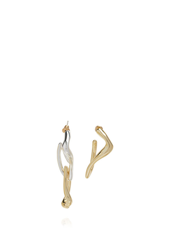 Beymen Club Gold Silver Kıvrımlı Kadın Küpe - 4
