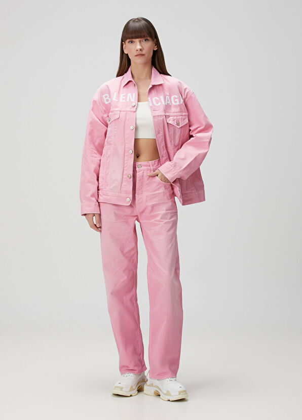 Balenciaga Pembe Wide Leg Jean Pantolon - 1