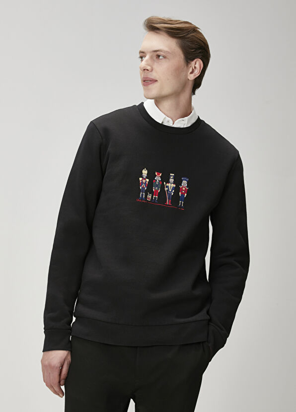 Beymen Club Black Figure Embroidered Sweatshirt - 2