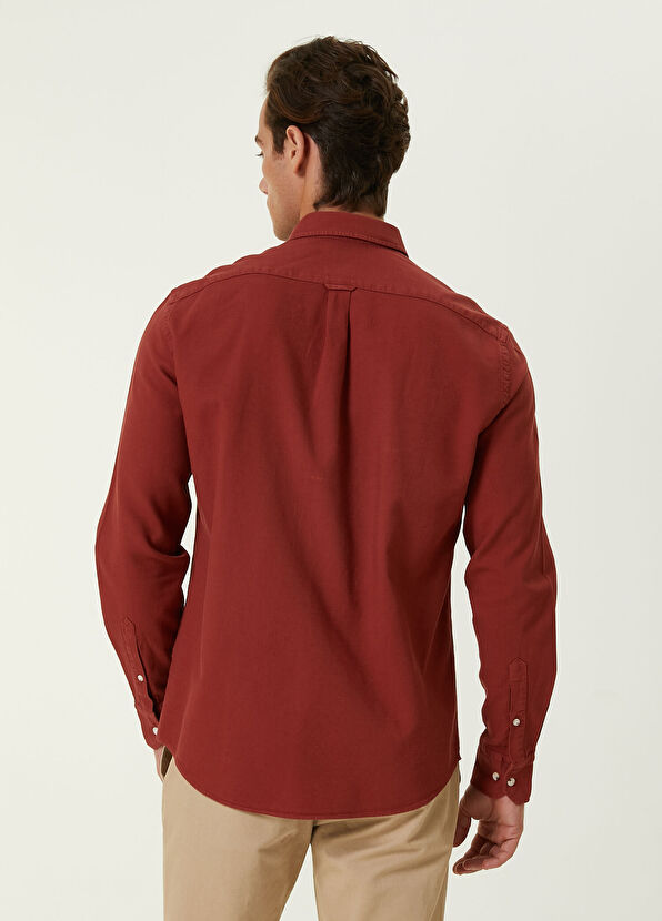 Beymen Club Comfort Fit Turuncu Pirinç Dokulu Gömlek - 4