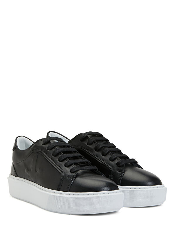 Black Logo Women's Leather Sneakers Beymen Club Black Logo Women's Leather Sneakers - 2