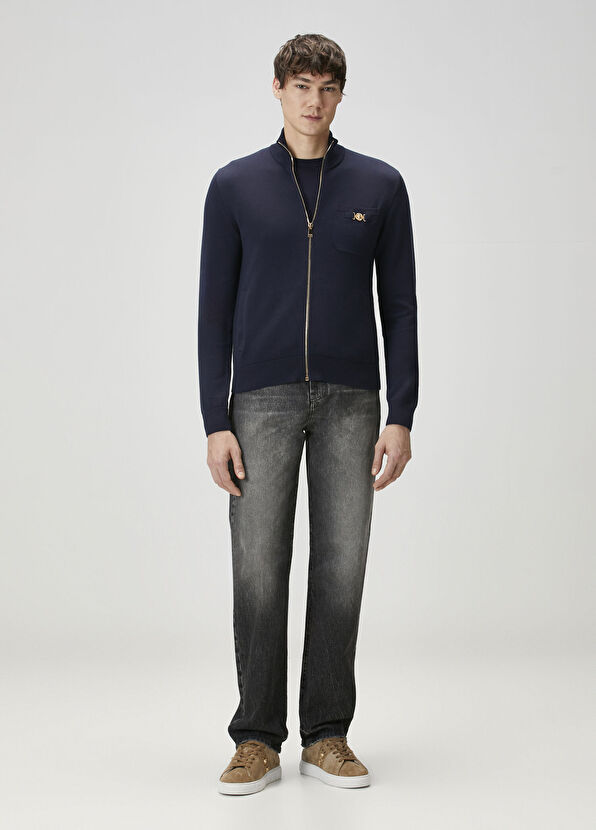 Versace Navy Blue Knit Cardigan - 2