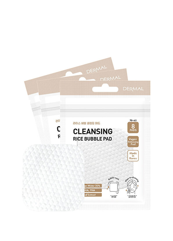 Dermal Rice Bubble Moisturizing Exfoliating 8-Pack Makeup Remover Cleansing Pad - 1