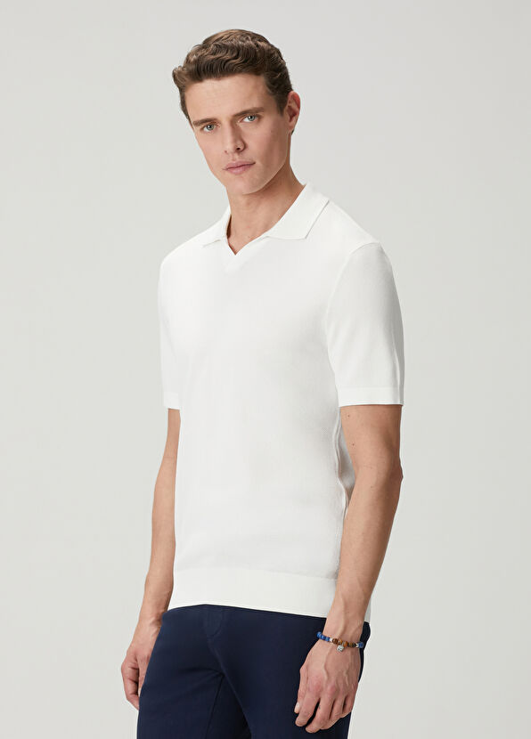 Beymen Club White Textured Short Sleeve Sweater - 4