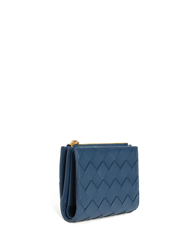 Intrecciato Small Mavi Kadın Deri Cüzdan - Görsel 3