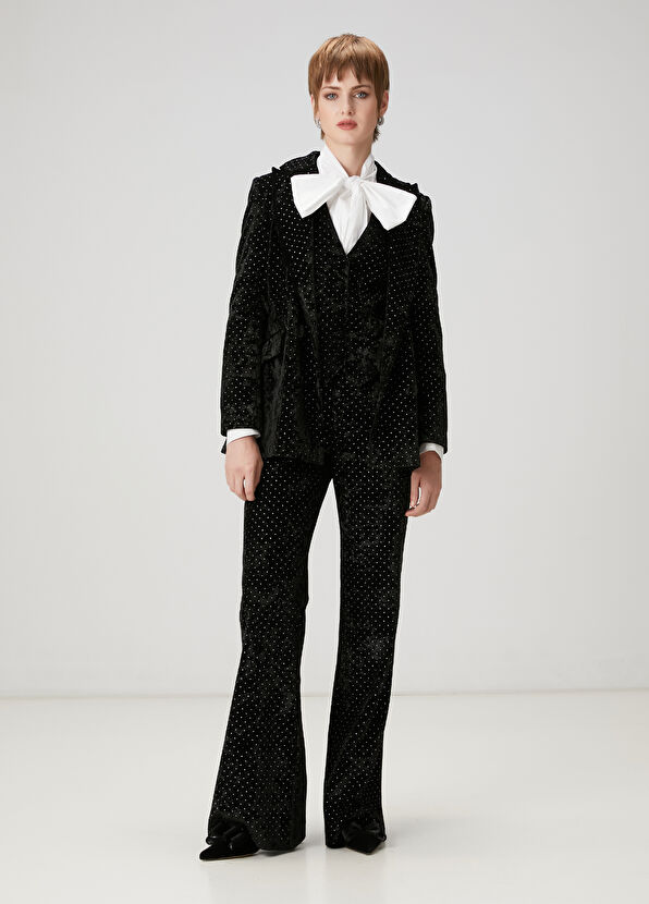 Beymen Club Black Embellished Velvet Evening Dresses - 1