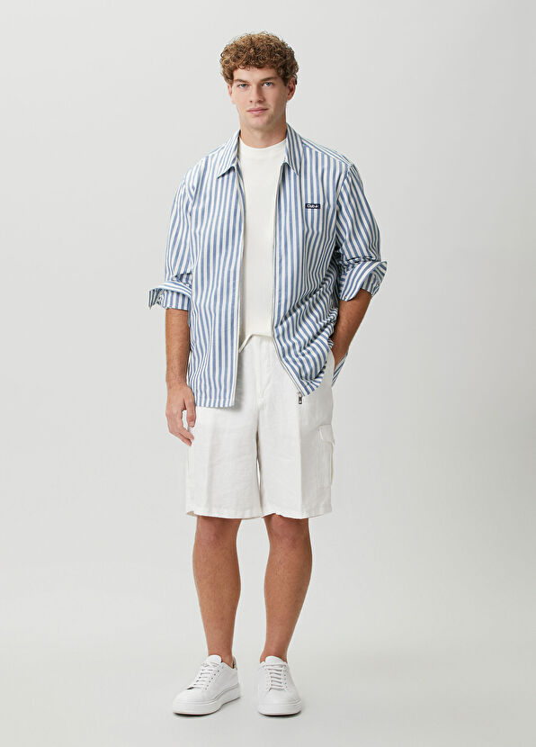 Beymen Club Blue White Comfort Fit Striped Outer Shirt - 3