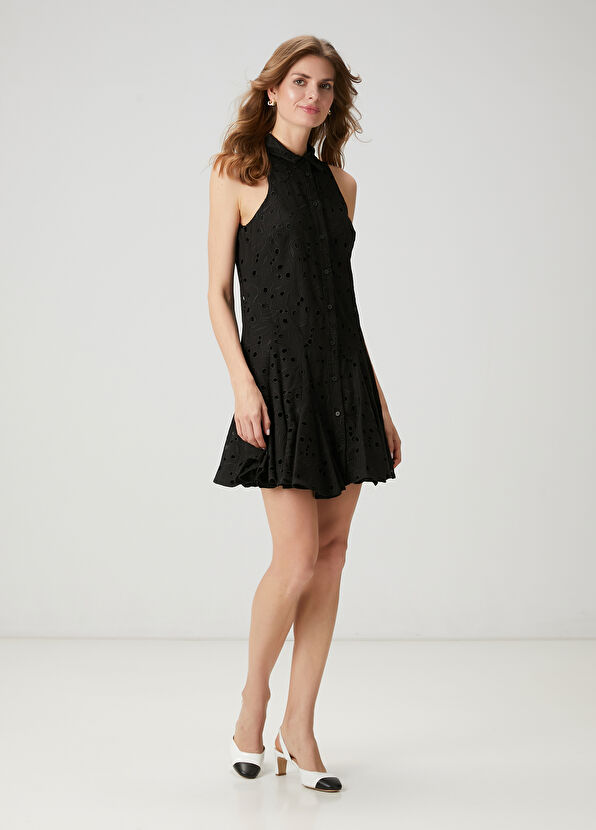 Beymen Club Siyah Nakışlı Mini Elbise - 4