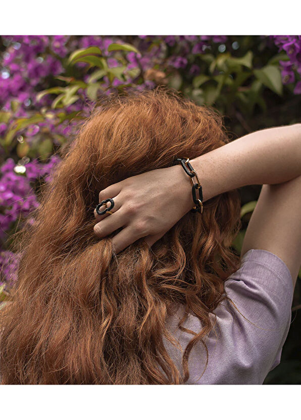 Lalique Costume Jewellery Empreinte Animale Yellow & Black 18 Ayar Altın Kaplama Zincir Kristal Unisex Bileklik - 3