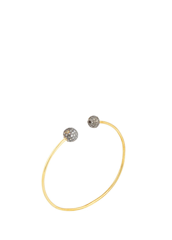 Lokkum Top Detaylı 18 Ayar Altın Mikron Kaplama 925 Ayar Gümüş Kadın Bilezik - 1