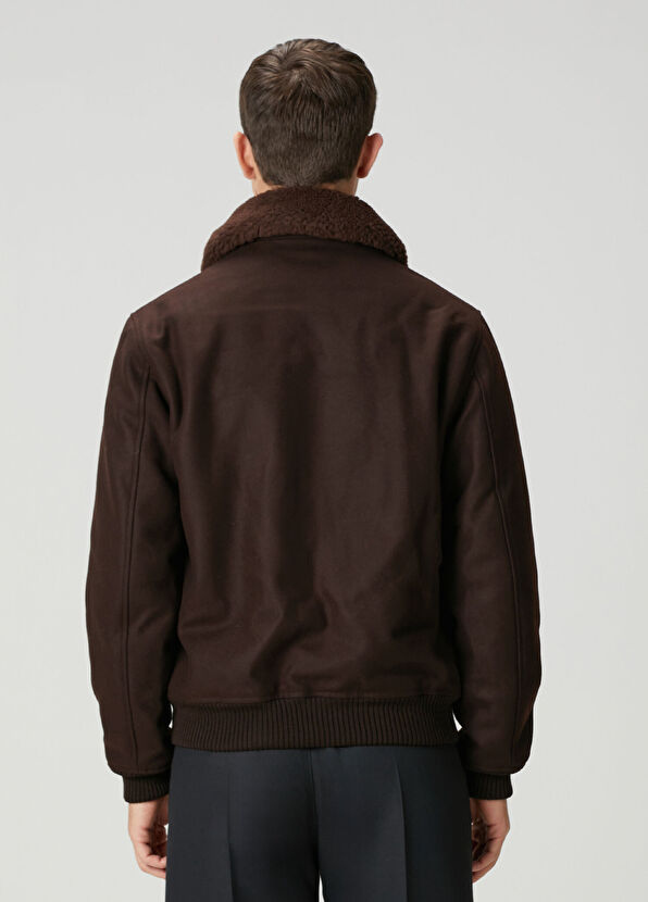 Sandro Kahverengi Yün Aviator Ceket - 4
