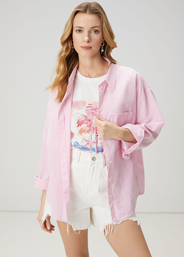 Beymen Club Pink Striped Shirt - 4