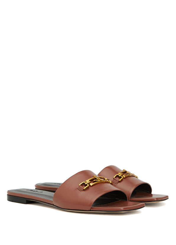 Beymen Club Gül Kurusu Zincir Logo Kadın Deri Terlik - 2