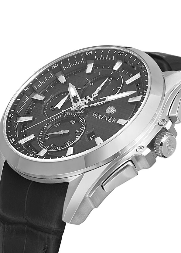 Wainer WA.19400-B Siyah Deri Erkek Kol Saati - 4