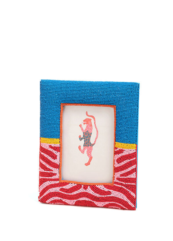 Zsa Zsa Zsu Dadrı Glass Colored Bead Wooden Frame 21 x 17 cm - 1