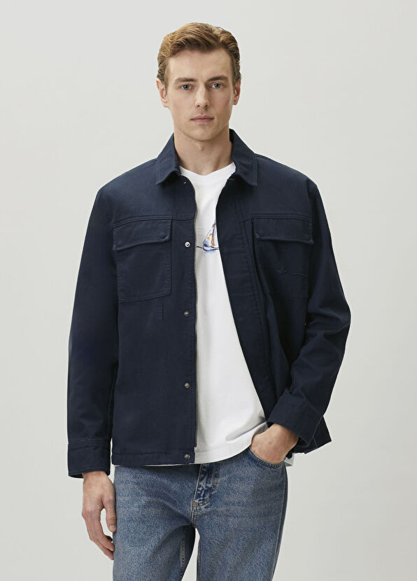 Beymen Club Lacivert Kaz Logo Detaylı Dış Gömlek - 2