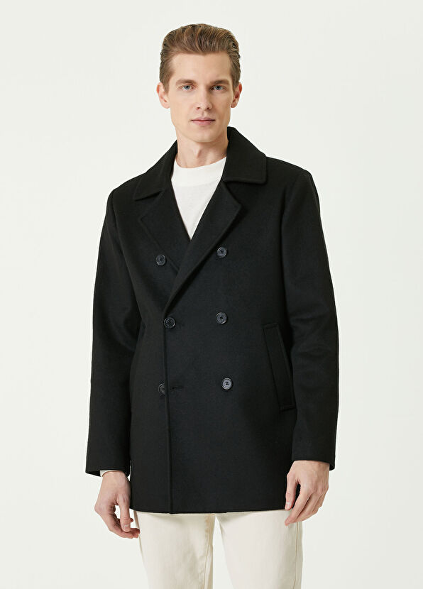 Beymen Club Siyah Kruvaze Kaban - 1