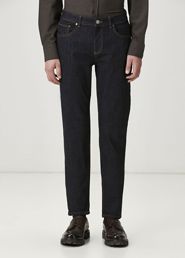 Beymen Club Tobacco Stitching Raw Slim Fit Jean Pants with - 2