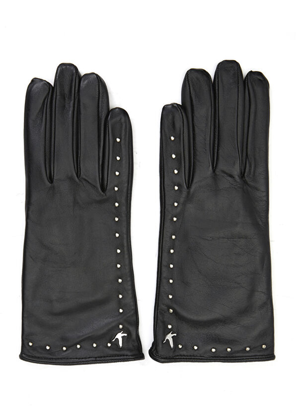 Beymen Club Siyah Troklu Kadın Deri Eldiven - 1