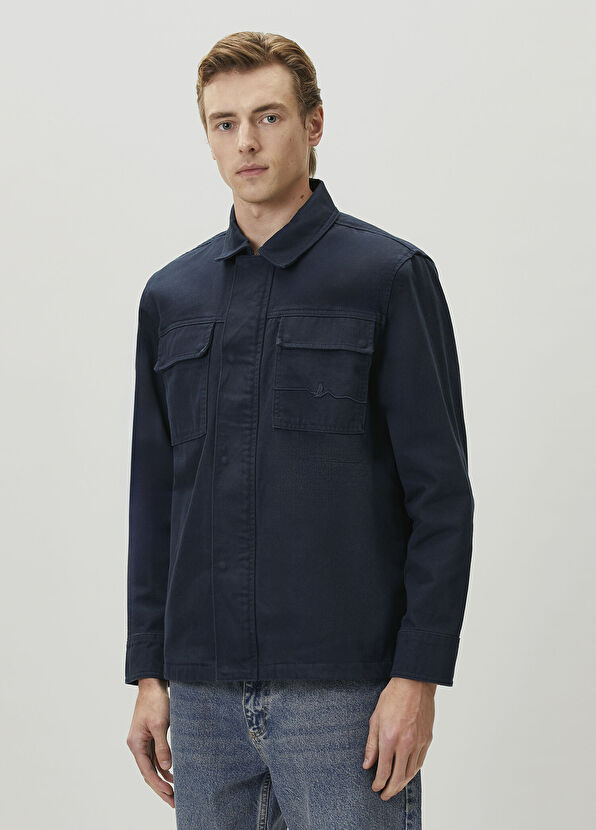 Beymen Club Lacivert Kaz Logo Detaylı Dış Gömlek - 4