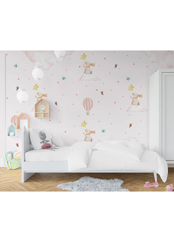 Pop By Gaea Rabbit Balloon Pink Kız Bebek Duvar Kağıdı 300 x 265 cm - 2