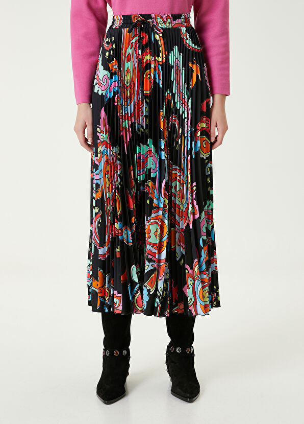 Beymen Club Siyah Şal Desenli Pileli Midi Etek - 3